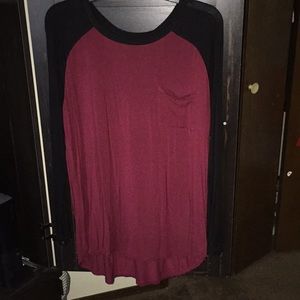 Black and Red Long Sleeve T Shirt
